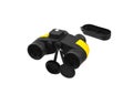 Modern black and yellow waterproof and unsinkable marine binoculars.. Surveillance device. Device for viewing at a distance. Royalty Free Stock Photo