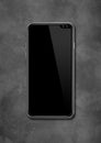 Modern blank smartphone mockup on concrete desk. 3D render Royalty Free Stock Photo
