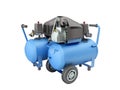 Modern Blue Air Compressor 3d render on white no shhadow