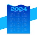 modern blue 2024 annual calendar layout for happy new year