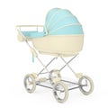 Modern Blue Baby Carriage, Stroller, Pram. 3d Rendering Royalty Free Stock Photo