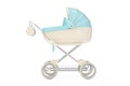 Modern Blue Baby Carriage, Stroller, Pram. 3d Rendering Royalty Free Stock Photo