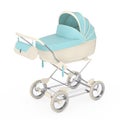 Modern Blue Baby Carriage, Stroller, Pram. 3d Rendering Royalty Free Stock Photo