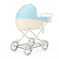 Modern Blue Baby Carriage, Stroller, Pram. 3d Rendering Royalty Free Stock Photo