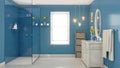 Modern Blue Bathroom Interior