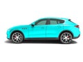 Modern blue car crossover for business trips side view 3d render Royalty Free Stock Photo