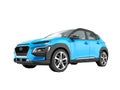 Modern blue car crossover in front 3d render on white background Royalty Free Stock Photo