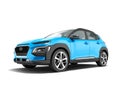 Modern blue car crossover in front 3d render on white background Royalty Free Stock Photo