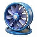 Modern Blue Circular Desk Fan with Sleek Design and Rotating Blades for Cooling and Ventilation Royalty Free Stock Photo