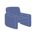 Modern blue comfortable armchair. Furniture element for cozy home decoration