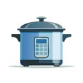 Modern blue electric pressure cooker with digital display and control panel Royalty Free Stock Photo