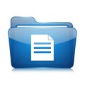 A modern, blue folder icon with a white document page inside, representing data storage Royalty Free Stock Photo