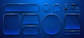 Modern blue glass UI elements with various buttons, frames, and switches. Royalty Free Stock Photo