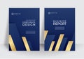 Modern blue gold business cover template. For brochure, annual report, flyer design templates in A4 size. Vector illustrations for Royalty Free Stock Photo