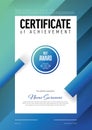 Modern blue and green certificate template with stripes and white content place Royalty Free Stock Photo