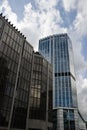 Modern blue and grey office buildings