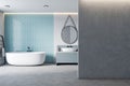 Modern hotel style bathroom interior with empty mock up place on wall. 3D Rendering Royalty Free Stock Photo