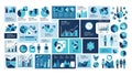 Modern blue infographic elements and data visualization collection Royalty Free Stock Photo