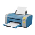 Modern blue inkjet printer with paper output and input tray technology Royalty Free Stock Photo