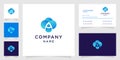 Modern Blue Letter A Cloud Logo and Business Card Royalty Free Stock Photo