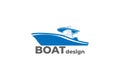 Modern Blue Luxury Boat Ship Yacht Logo Design Vector Royalty Free Stock Photo