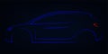 Modern blue neon car silhouette. Automotive template for your banner, wallpaper, marketing advertising. ESP10