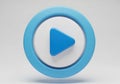Modern blue play button icon for media and streaming services graphic design Royalty Free Stock Photo