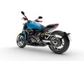 Modern blue powerful bike - tail view Royalty Free Stock Photo