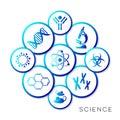 Modern blue science infographic buttons Royalty Free Stock Photo