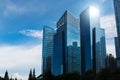 Modern blue skyscrapers at downtown district