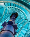 Modern blue spiral staircase