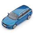 Modern blue station wagon car on a white background Royalty Free Stock Photo