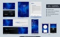 Modern blue stationery mock up set and visual brand identity with abstract colorful dynamic background shape Royalty Free Stock Photo