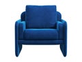 Modern blue velvet upholstery cushioned armchair. 3d render Royalty Free Stock Photo