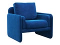 Modern blue velvet upholstery cushioned armchair. 3d render Royalty Free Stock Photo