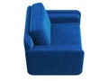 Modern blue velvet upholstery cushioned armchair. 3d render Royalty Free Stock Photo