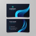 Modern blue wave business card template on black background vector Royalty Free Stock Photo