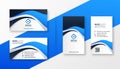 Modern blue wave style business card design Royalty Free Stock Photo