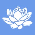 A modern blue and white simple lotus flower design
