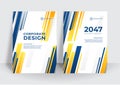 Modern blue yellow corporate identity cover business vector design background. Flyer brochure advertising abstract background. Royalty Free Stock Photo