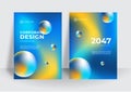 Modern blue yellow corporate identity cover business vector design background. Flyer brochure advertising abstract background. Royalty Free Stock Photo