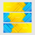 Modern blue yellow gradient colors web abstract banner background. Business minimal background with geometric shapes. Vector Royalty Free Stock Photo