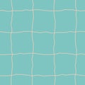 Modern blush pink geometric doodle grid design. Seamless vector pattern on aqua blue background. Great for wellness, spa