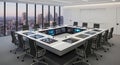 Modern boardroom with interactive table and. Royalty Free Stock Photo