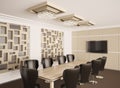 Modern boardroom interior 3d render Royalty Free Stock Photo