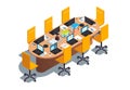 Modern boardroom interior design with big table