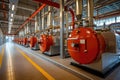 Modern boiler room with gas boilers, industrial heating