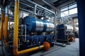 Modern boiler room with gas boilers, industrial heating