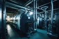 Modern boiler room with gas boilers, industrial heating