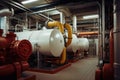 Modern boiler room with gas boilers, industrial heating